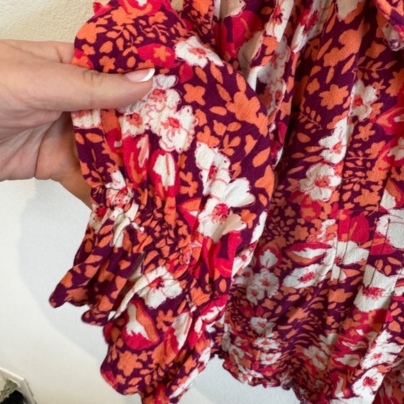 Free People Sweet Memories Pink Floral Ruffled Peplum Top - Picture 5 of 8